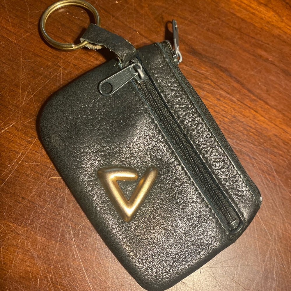 Vintage Princess Gardner Black Leather Keychain Wallet